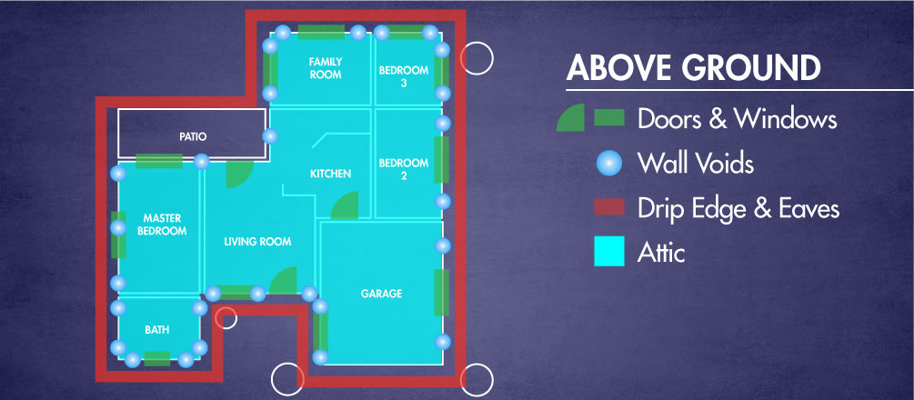 Above ground termite treatment floor plan Above ground termite treatment floor plan